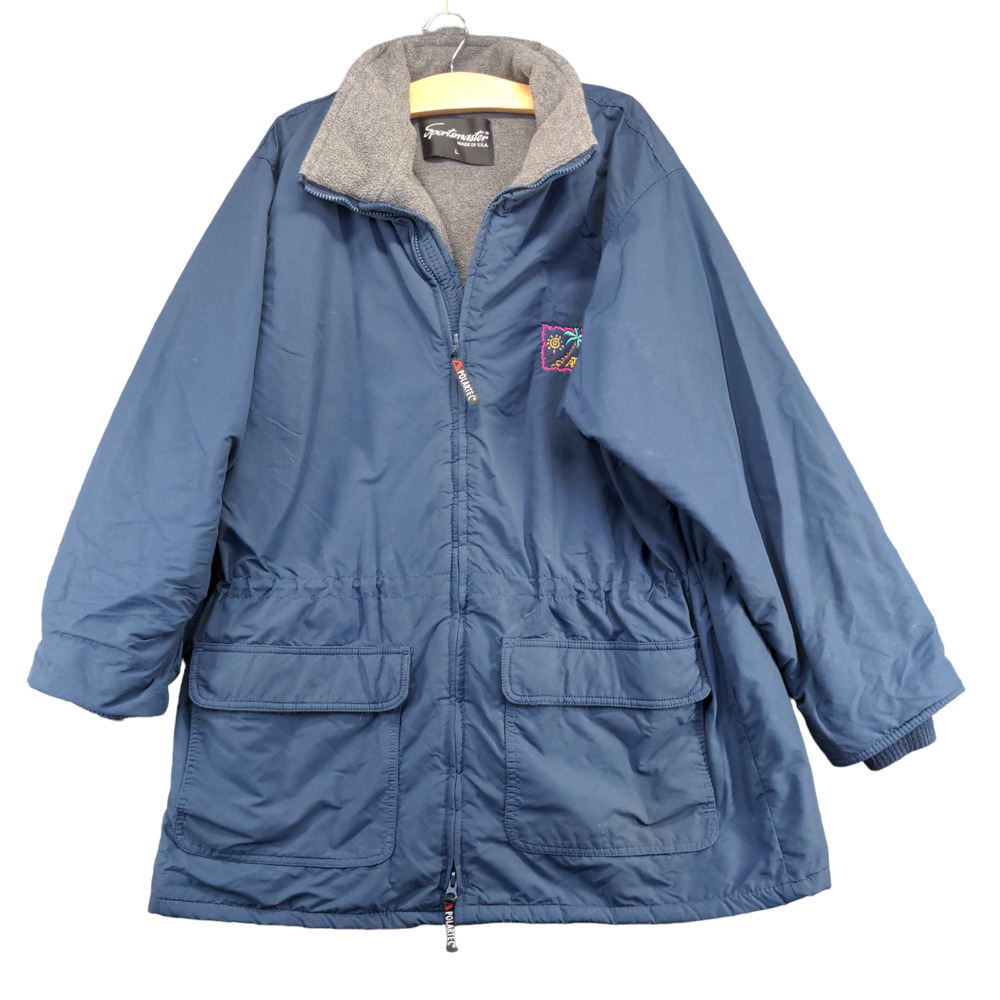 Sportsmaster Men's Full Zip ATA Airlines Jacket Blue L Embroidered Logo Vintage